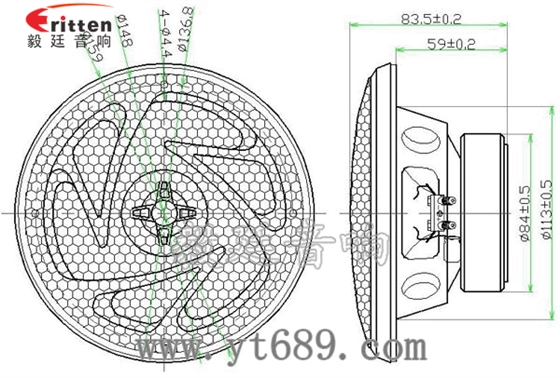 5.25寸40W同轴全频喇叭成品图