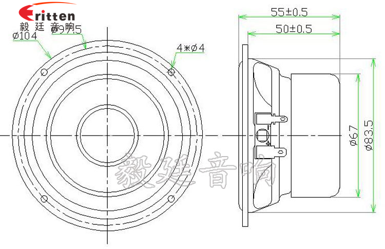 104mm4Ω10W多媒体音响喇叭成品图 3寸20W全频HiFi音箱喇叭成品图